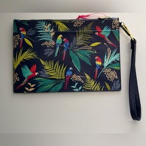 Sarah Miller London Navy Parrot Cosmetic Case
